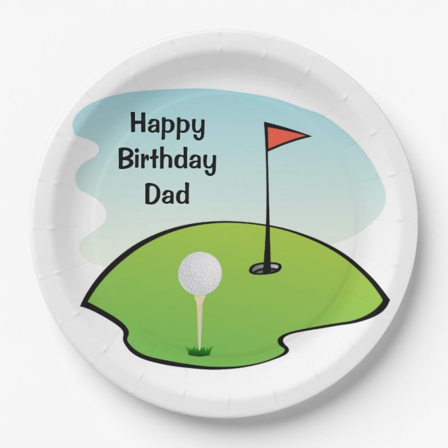 Pratos de Papel de Aniversário dos Pais - Golfe (Frente)