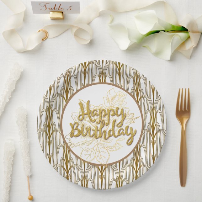Pratos de Papel de Aniversário Dourados (Casamento)