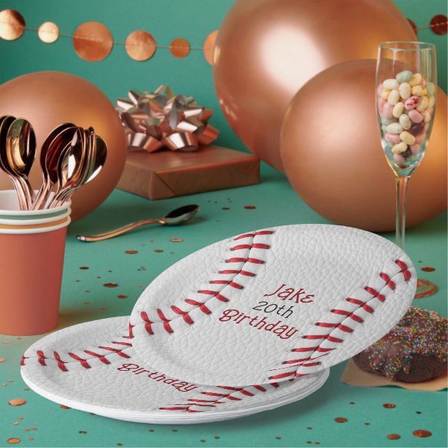 Pratos de Papel de Beisebol Personalizados com Nom (Múltiplo)