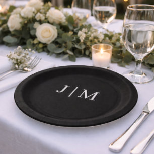 Pratos de Papel de Casamento com Monograma Persona