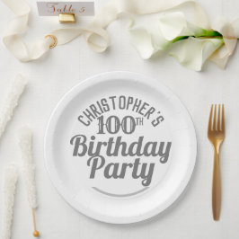 Pratos de papel de celebração de 100 anos de idade