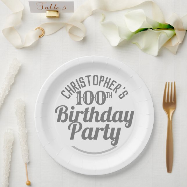 Pratos de papel de celebração de 100 anos de idade (Casamento)