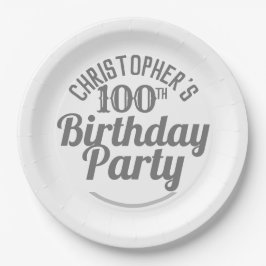 Pratos de papel de celebração de 100 anos de idade