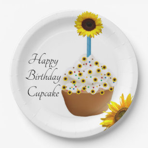 Pratos de Papel de Cupcake de Aniversário de Giras