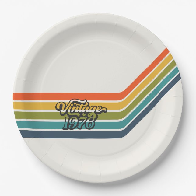 Pratos de papel de design retrô Vintage 1976 (Frente)