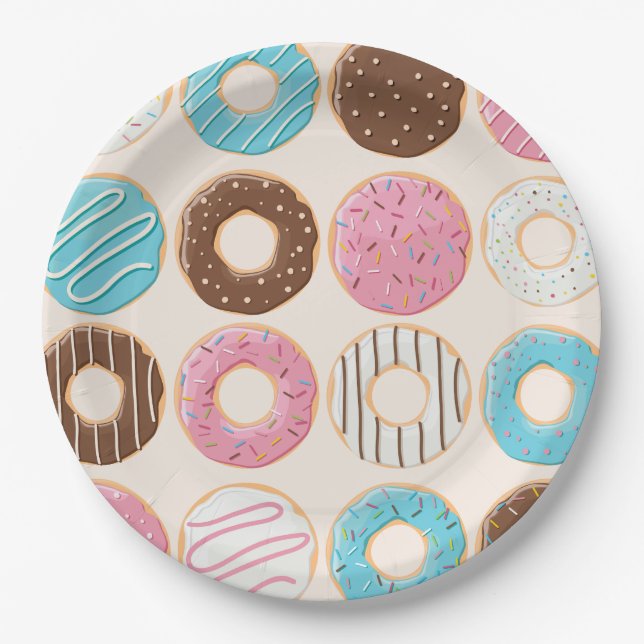 Pratos de Papel de Donuts para Chá de Bebê Feliz c (Frente)