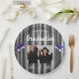 Pratos de papel de dupla formatura roxo elegante c