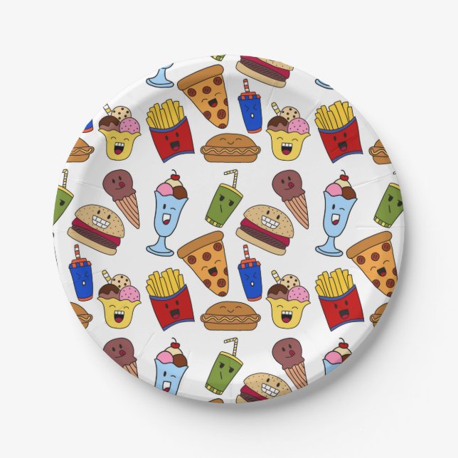 Pratos de Papel de Fast Food Divertidos (Frente)