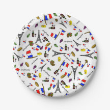 Pratos de Papel de Festa de Desenho Francês Temáti