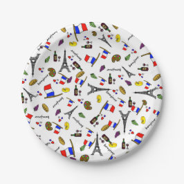 Pratos de Papel de Festa de Desenho Francês Temáti