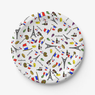 Pratos de Papel de Festa de Desenho Francês Temáti
