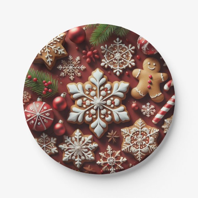 Pratos de papel de gengibre de Natal. (Frente)