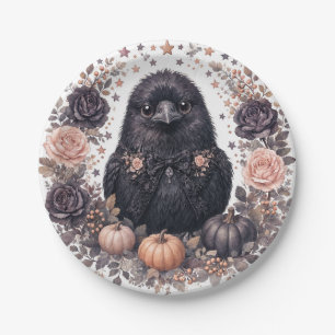 Pratos de Papel de Halloween Corvo Fofo