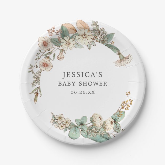 Pratos de Papel de Ilustrações Botânicas Antigas (Frente)