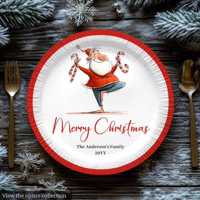 Pratos de Papel de Natal com Humor de Papai Noel E (Editable Santa Claus Humor Christmas Paper Plates

)