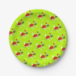 Pratos de Papel de Natal da Tartaruga do Papai Noe