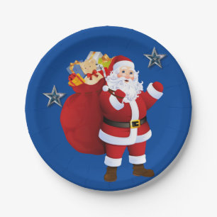 Pratos de Papel de Natal, Feliz Natal Papai Noel