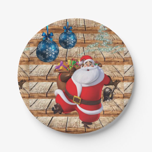 Pratos de Papel de Natal, Papai Noel (Frente)