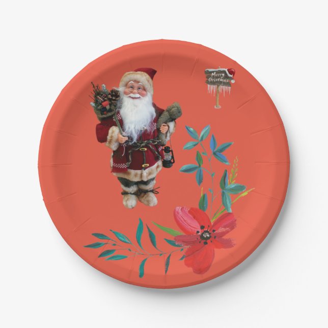 Pratos de Papel de Natal, Papai Noel (Frente)