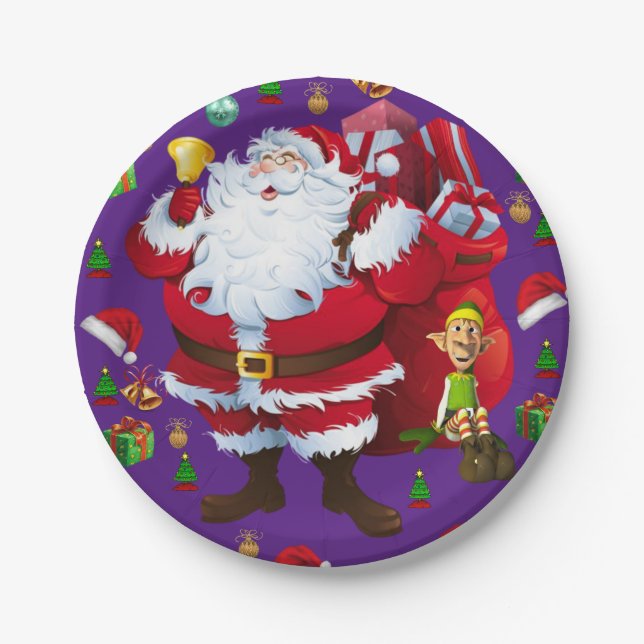 Pratos de Papel de Natal, Papai Noel (Frente)