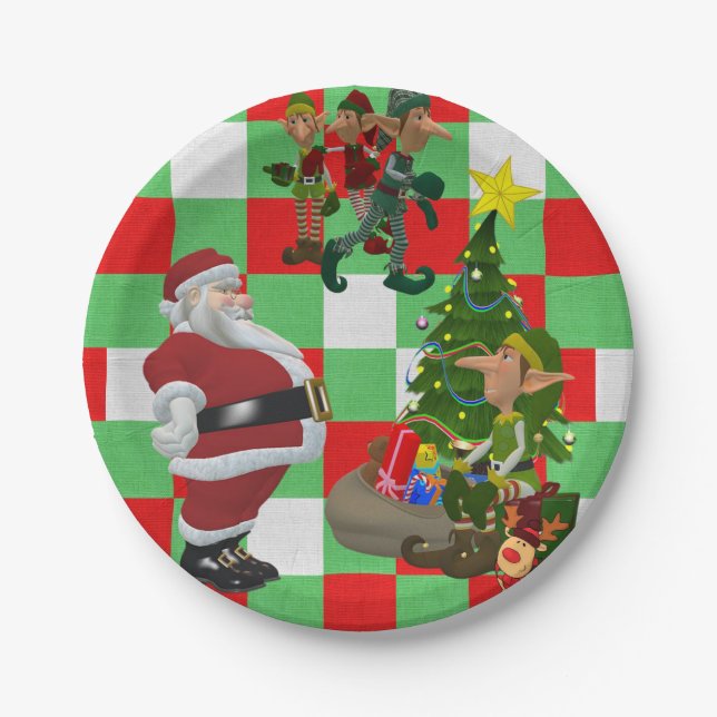 Pratos de Papel de Natal, Papai Noel (Frente)