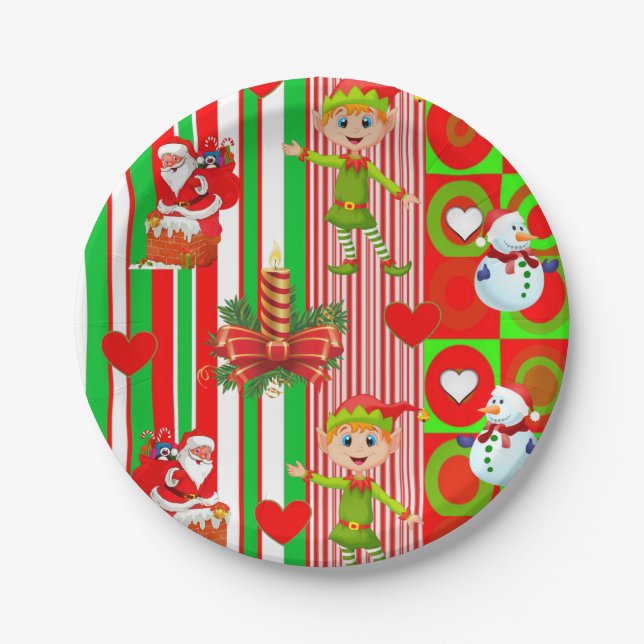 Pratos de Papel de Natal, Papai Noel (Frente)