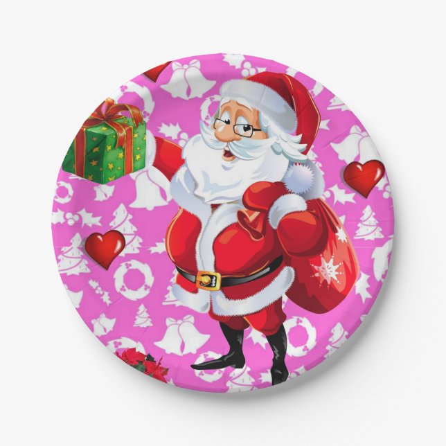 Pratos de Papel de Natal, Papai Noel (Frente)