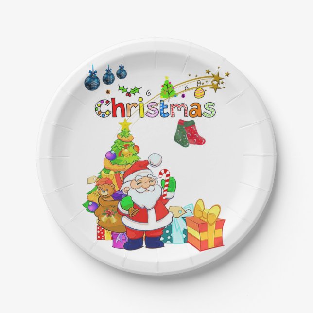 Pratos de Papel de Natal, Papai Noel (Frente)