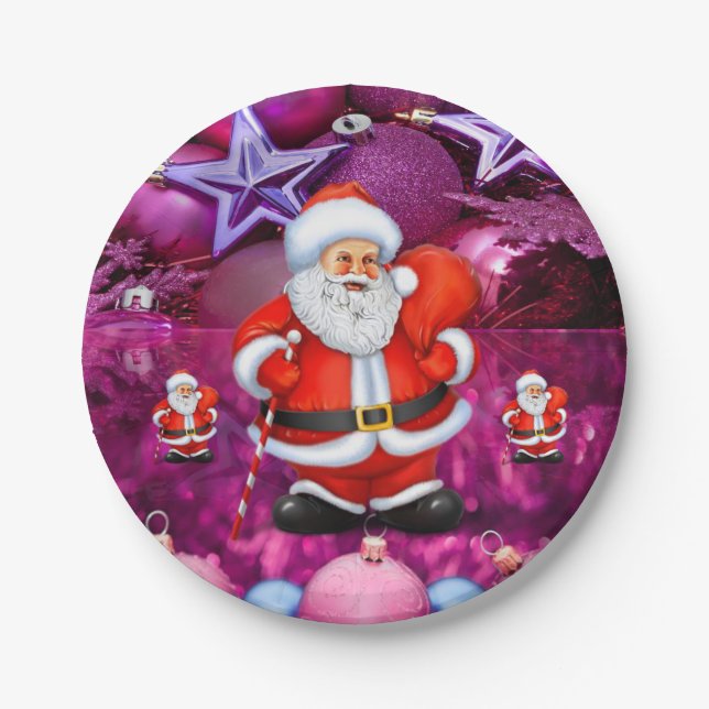 Pratos de Papel de Natal, Papai Noel (Frente)
