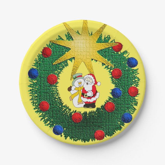 Pratos de Papel de Natal, Papai Noel (Frente)