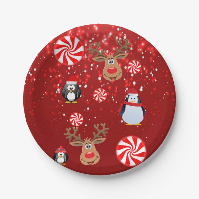 Pratos de Papel de Natal, Pinguim (Frente)