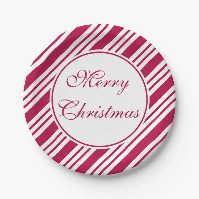 Pratos de Papel de Natal Vermelho com Peppermint p (Frente)