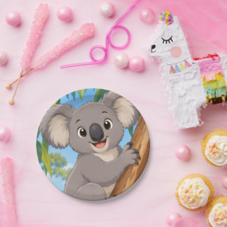 Pratos de papel de urso koala