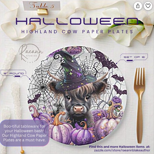 Pratos de Papel do Boi das Terras Altas do Hallowe (Criador carregado)