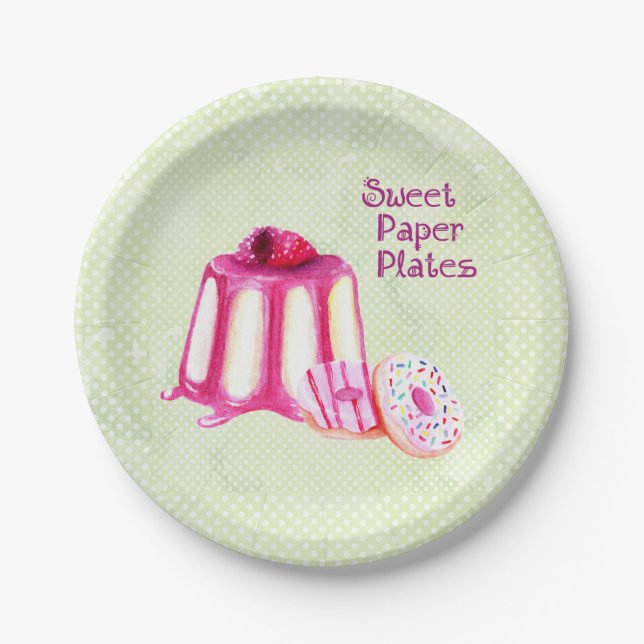 Pratos de Papel Doce com Bolo e Donuts (Frente)