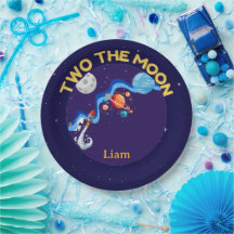 Pratos de Papel Dois para a Lua 2º Aniversário Fog