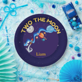 Pratos de Papel Dois para a Lua 2º Aniversário Fog