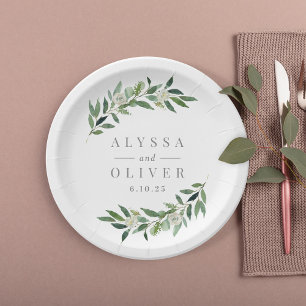 Pratos de Papel Elegantes para Casamento com Verdu