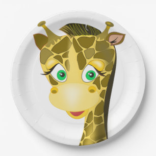 Pratos de Papel Engraçados com Girafa Bebê