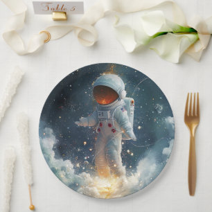 Pratos de papel espaço abstrato astronauta