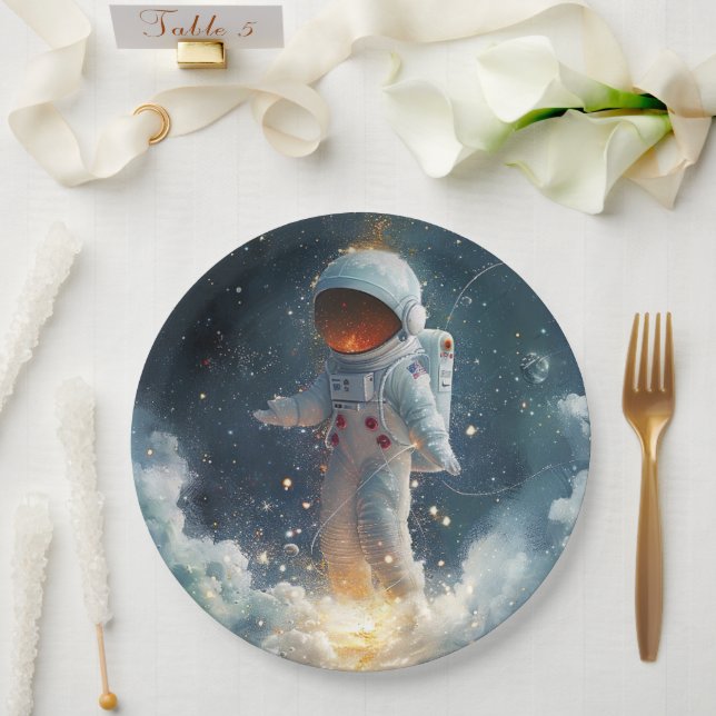 Pratos de papel Espaço Abstrato Astronauta (Casamento)