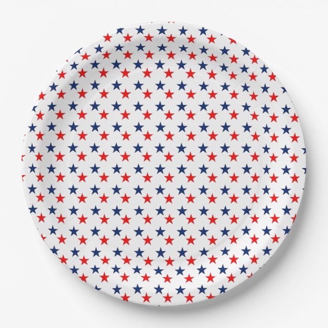 Pratos de Papel Estrelas Patrióticas 4 de Julho ☆★ (Frente)