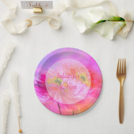 Pratos de papel fantasia floral rosa