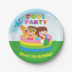 Pratos de Papel Festa de Aniversário Piscina Infan