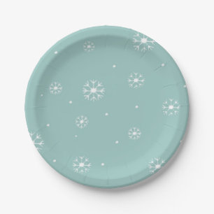 Pratos de Papel Floco de Neve Turquesa