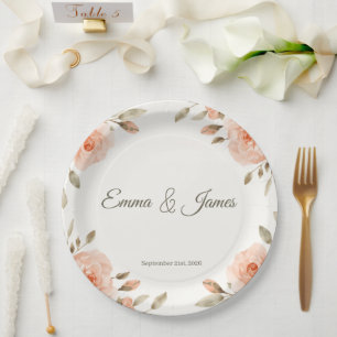 Pratos de Papel Florais Elegantes Personalizados p