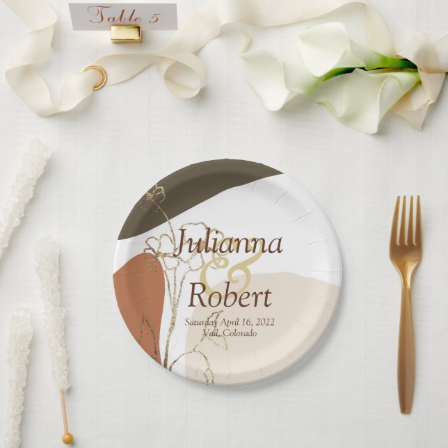 Pratos de papel florais modernos para casamento (Casamento)