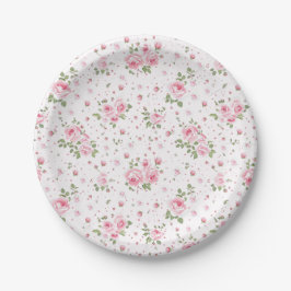 Pratos de Papel Florais Rosa Vintage