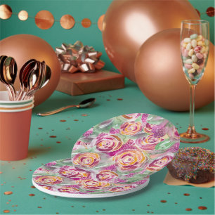Pratos de Papel Floral Aquarela Caprichosa