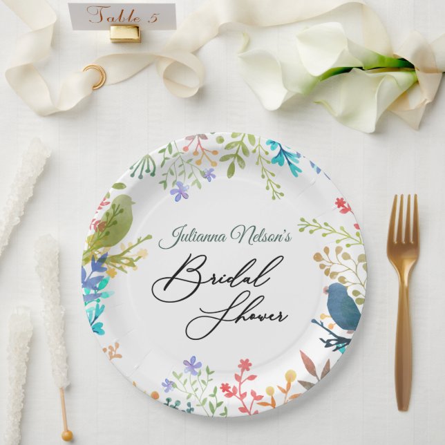 Pratos de papel floral pastéis (Casamento)